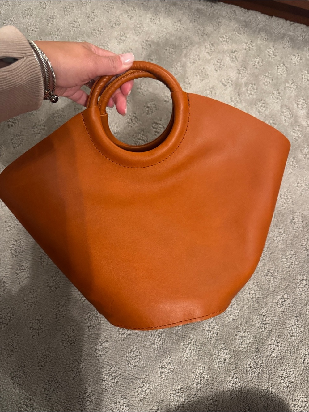 Portland Leather Round-Handle Satchel in Cognac